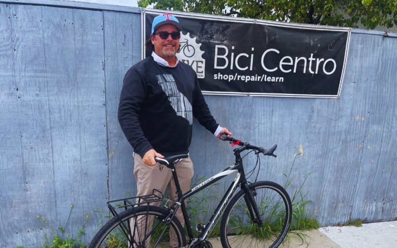 Man in front of Bici Centro