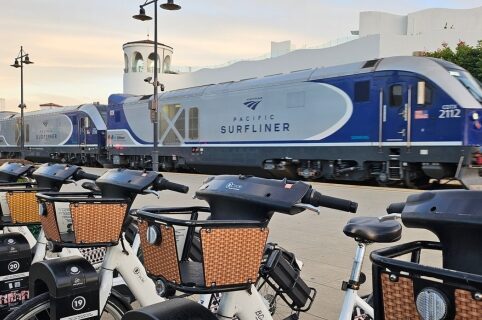 Bikes and Train depicting alternative transportation options